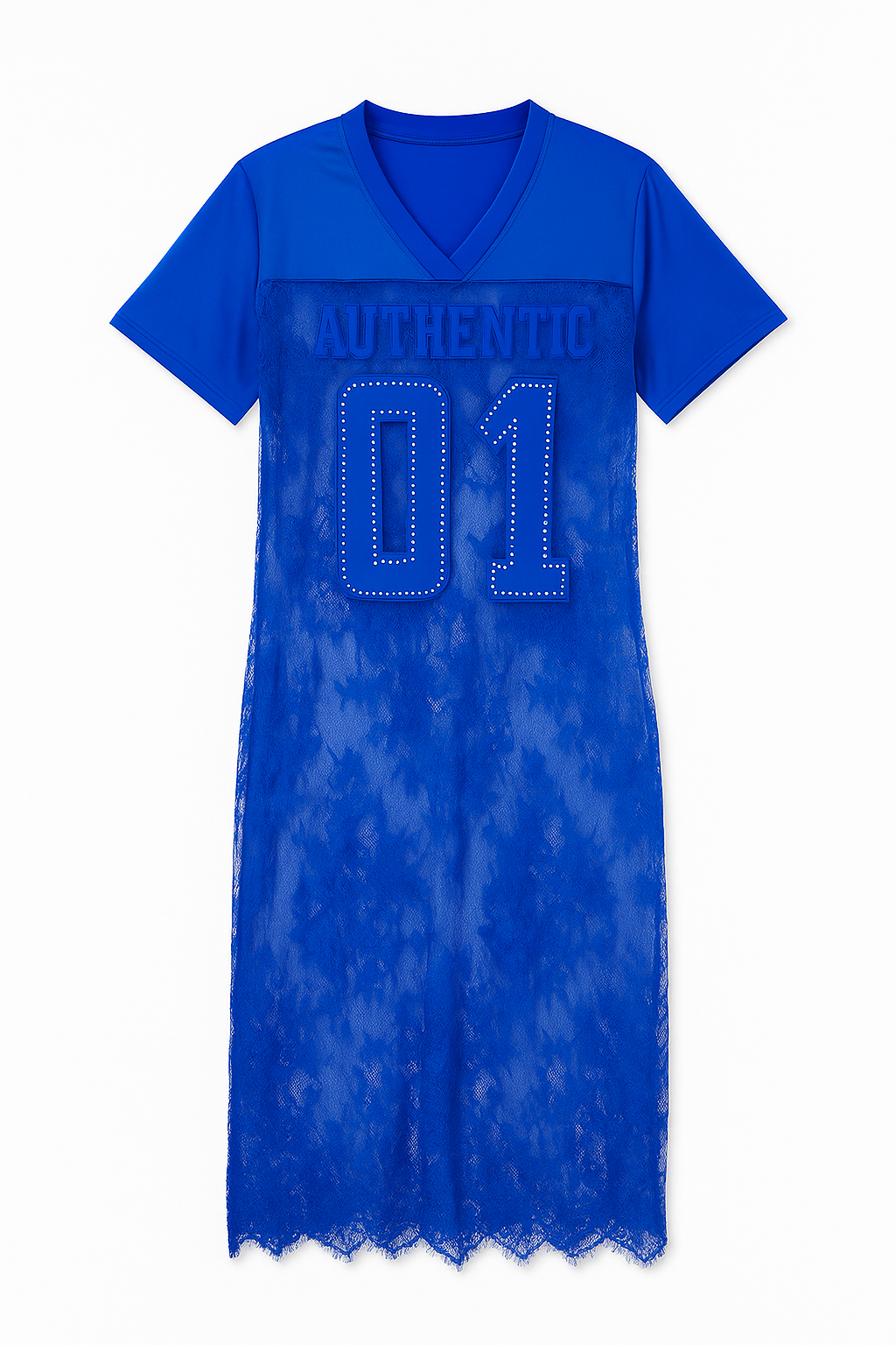 Lace Football Jersey Dress Blue