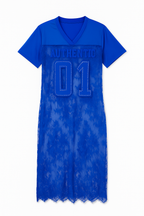 Lace Football Jersey Dress Blue