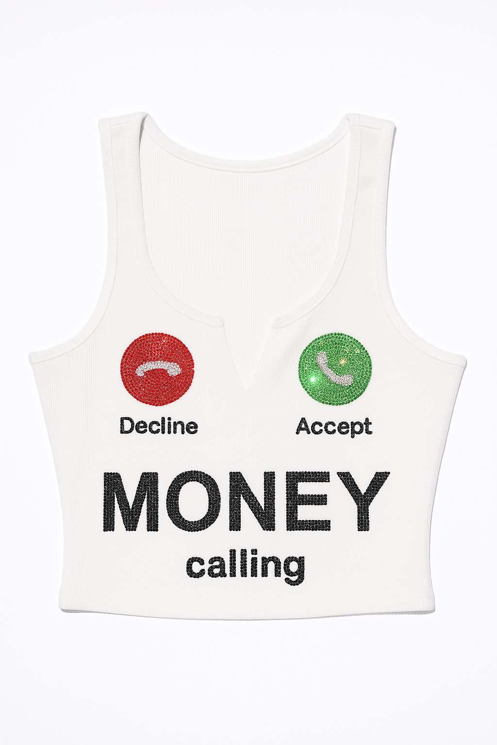 "Money Calling" Bling Crop Tanktop