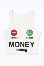 "Money Calling" Bling Crop Tanktop