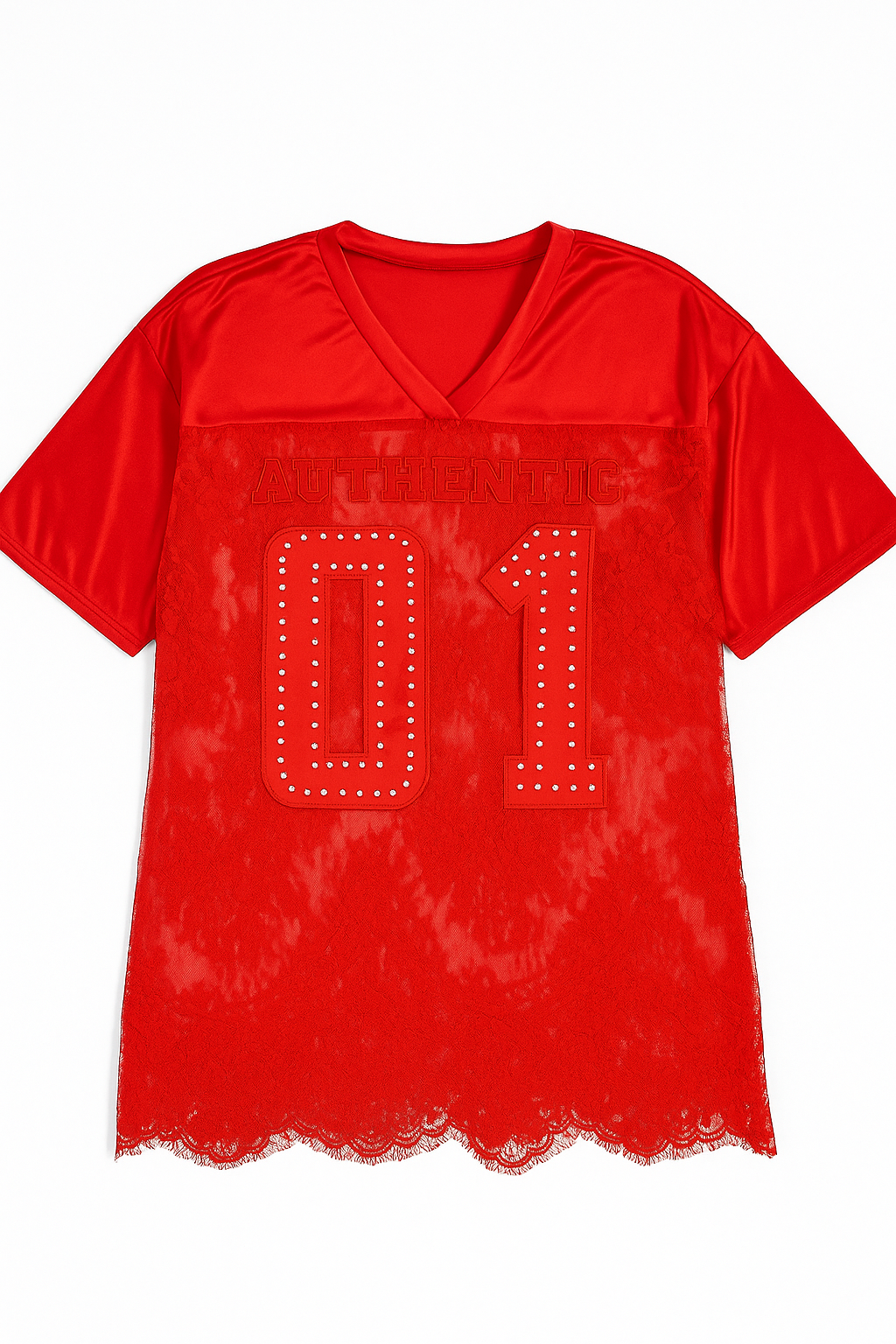 Red Lace Football Top