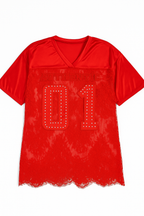 Red Lace Football Top