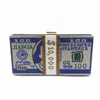 Blue Moneystacks Bling Chain Clutch