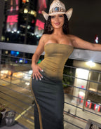 Stretch Denim Maxi Dress