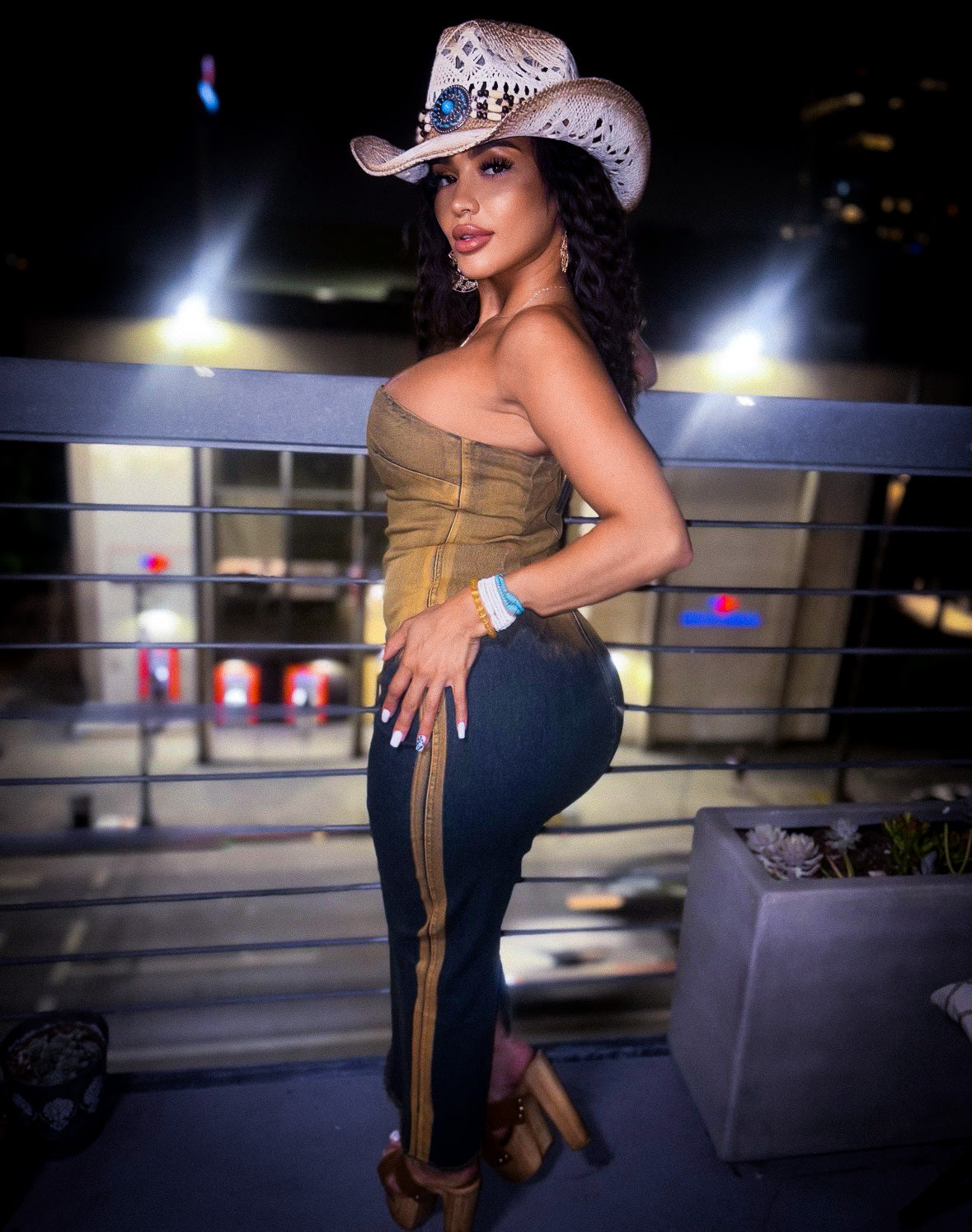 Stretch Denim Maxi Dress