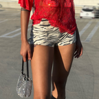 Sequin Zebra High Waist Shorts