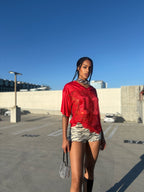 Red Lace Football Top