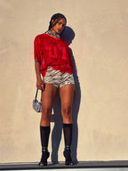 Sequin Zebra High Waist Shorts