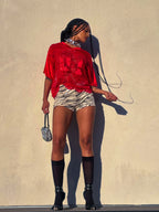 Sequin Zebra High Waist Shorts