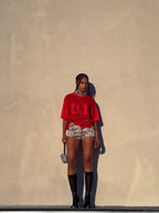 Red Lace Football Top