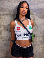 "Money Calling" Bling Crop Tanktop
