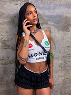 "Money Calling" Bling Crop Tanktop