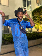 Lace Football Jersey Dress Blue