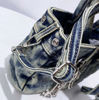 Denim Lock and Key Mini Handbag