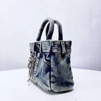 Denim Lock and Key Mini Handbag