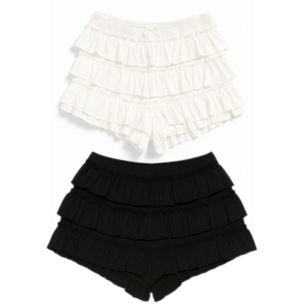 Ruffle Cotton Babydoll Shorts