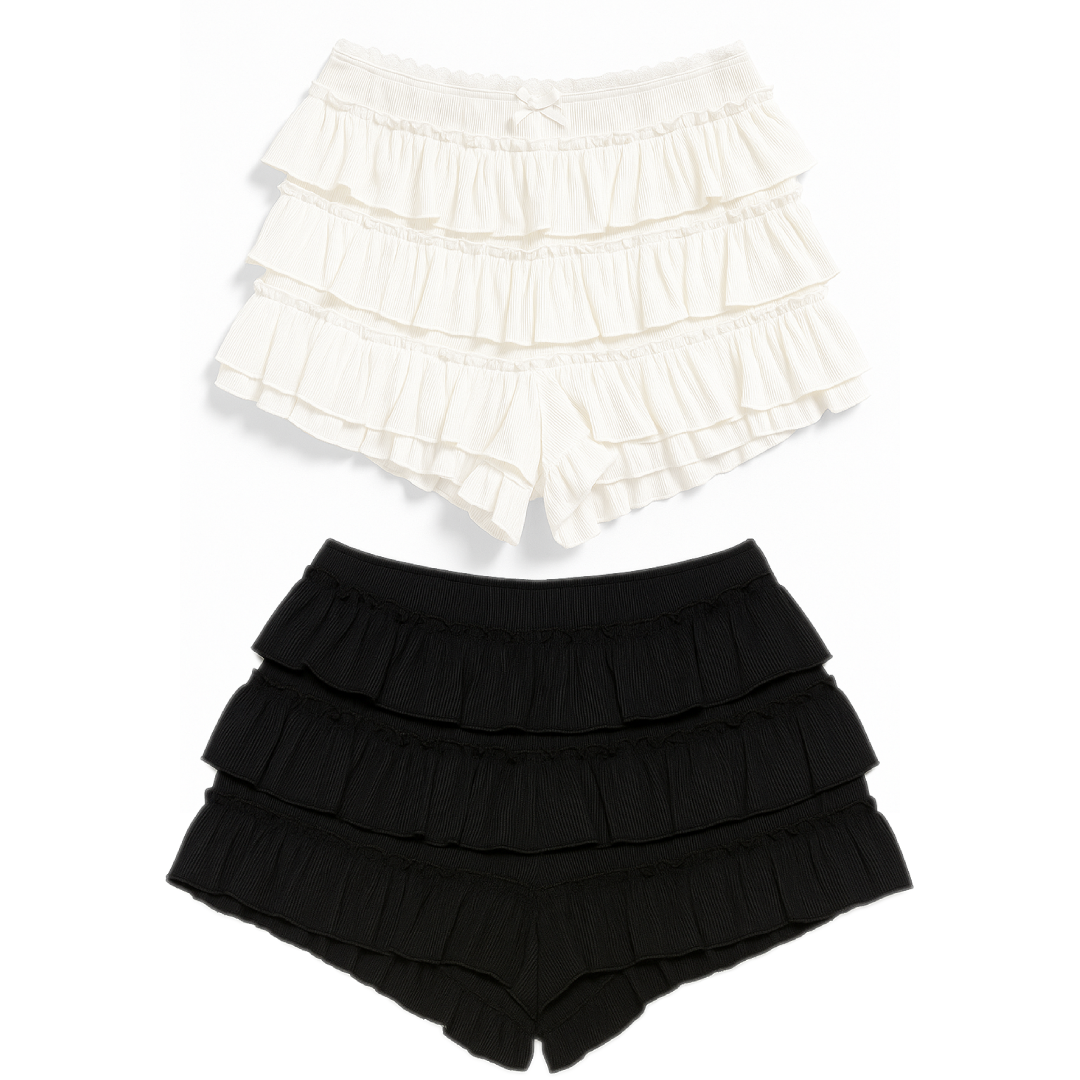 Ruffle Cotton Babydoll Shorts